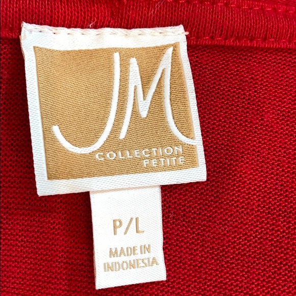 🌻JM Collection w/Ruched Sleeve Petite Large Red - Picture 5 of 5